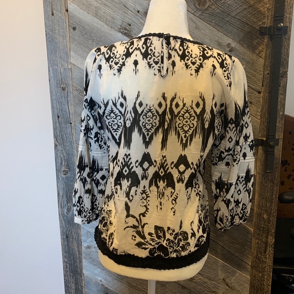 CAbi Black & Cream Lace & Floral Blouse - Picture 2 of 10
